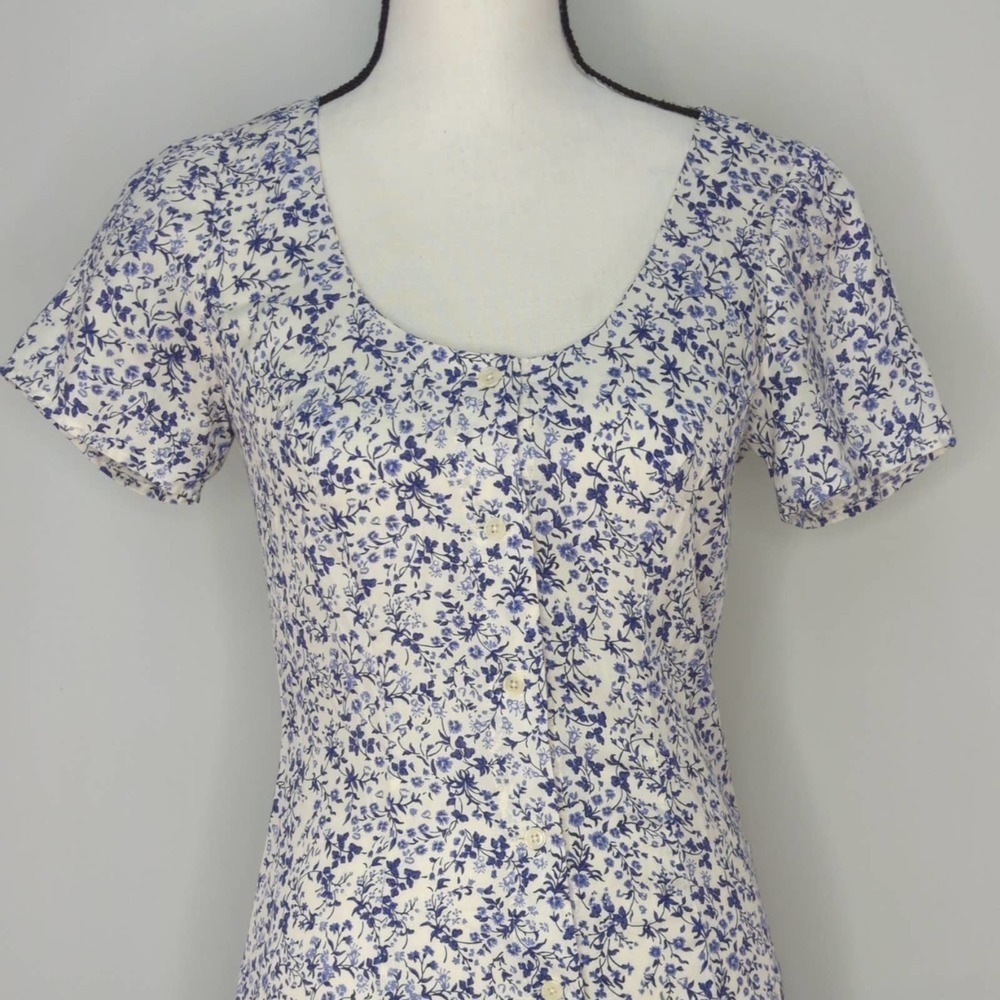 Reformation Margeaux Floral Mini Dress - Blue and White - Picture 3 of 12